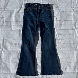 Jordache Dark Blue Flare Girls Jeans Snap Adjustable Waist Size 10